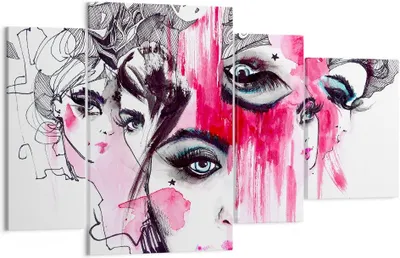Produktbild von Bild auf Leinwand - Leinwandbild - Frauen Gesichter Augen illustration - 120x70cm - Wand Bild - Wanddeko - Leinwanddruck - Bilder - Kunstdruck - Leinwand bilder - Wandkunst - DL120x70-3095