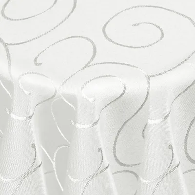 Produktbild von DecoHomeTextil Kringel Circle Tafeldecke Ornamente Damast Tischdecke Weiß Rund 180 cm