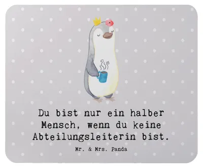Produktbild von Mr. & Mrs. Panda Mousepad Abteilungsleiterin Herz - Grau Pastell - Geschenk, pc mausunterlage, Führungskraft, mauspad laptop, Spruch, Beruf, Witzig, Mouse Pad, Lustig