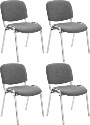 Produktbild von CLP 4er Set Stühle Ken Chrom Stoff gepolstert grau