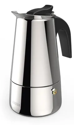 Espressokocher Edelstahl 4 Tassen 200 ml, für alle Herdarten, silberfarben
