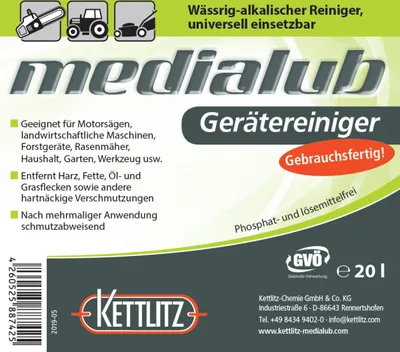 Produktbild von KETTLITZ-Medialub Gerätereiniger, Universalreiniger, Sägekettenreiniger Gebrauchsfertig 20 Liter Nachfüllpack