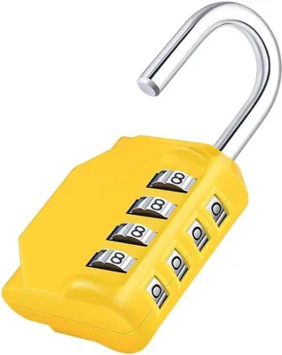 Immagine prodotto di Lucchetto a 4 cifre, resistente alle intemperie, giallo, per porte e cancelli da giardino