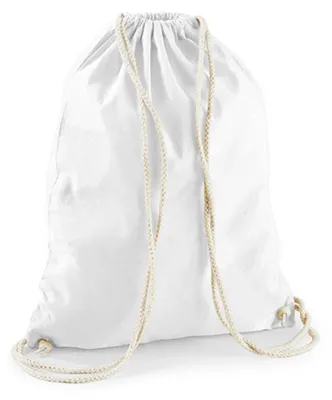 Immagine prodotto di Westford Mill W110 | Borsa da palestra in cotone | 37 x 46 cm - Colore: Bianco - Dimensioni: 37 x 46 cm