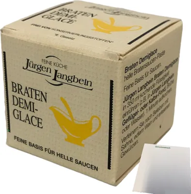 Produktbild von Jürgen Langbein Braten Demi-Glace Paste feine Gourmet-Paste für helle Bratensauce (50g Packung) + usy Block