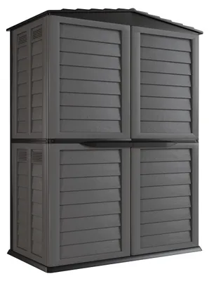 Image de Abri de jardin 2 portes 151x83xH200cm Anthracite - Cabanon de jardin Plancher Rangement Outils & Mobilier de Jardin