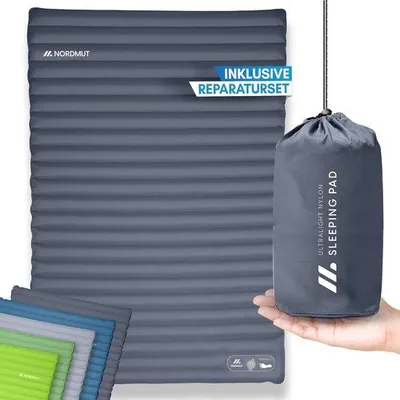 Produktbild von Selbstaufblasende Campingmatte für 2 Personen – 10 cm, ultraleicht und komfortabel – wetterbeständig, dunkelgrau