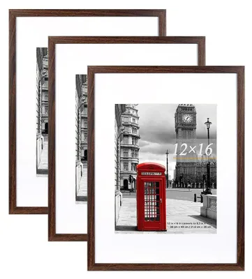 Fotorahmen-Set 30x40 cm, braun, 3 Stück, mit Passepartout für 8,5x11 cm