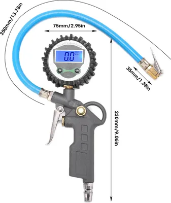 Image de Manomètre numérique pour gonflage de pneus avec rétroéclairage, 0-230 PSI, appareil de mesure en alliage de zinc, outil pour compresseur d'air