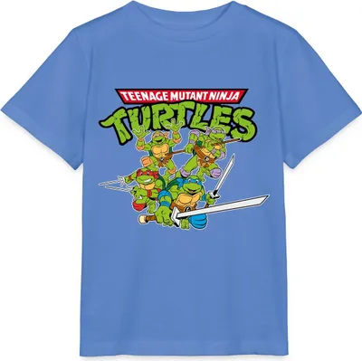 Produktbild von Spreadshirt Teenage Mutant Ninja Turtles Logo Kinder Basic T-Shirt, 110/116 (5-6 Jahre), Blau