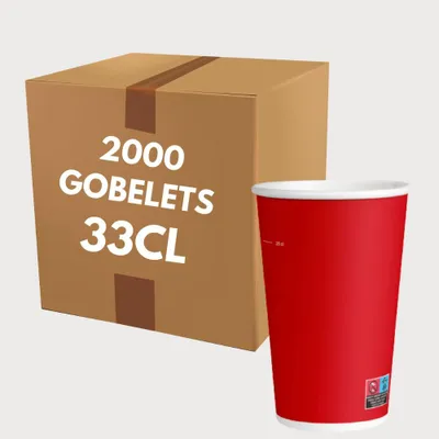 Pappbecher rot 33 cl (12 oz), 1000 Stück, Einweg, mikrowellengeeignet
