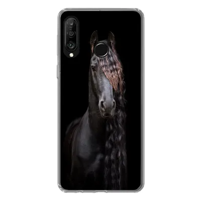 Produktbild von MuchoWow® Handyhülle Schutzhülle Hülle für Huawei P30 Lite Pferde - Friesisch - Mähne - Schwarz - Tiere Silikon Softcase Handy Hülle - Handyhülle