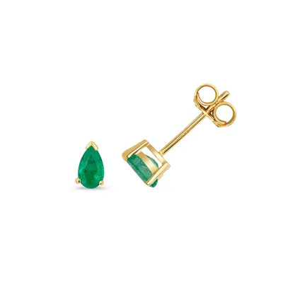 Image de Boucles d'Oreilles Femme Or 375/1000 avec Emeraude - 6mm*3mm; TRS3150