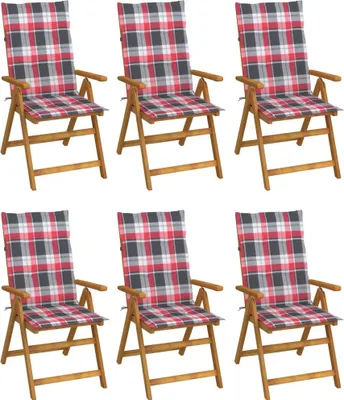 Image de Chaises pliables de jardin lot de 6 avec coussins Bois d'acacia