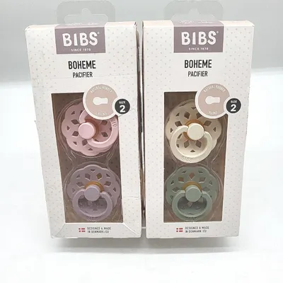 Produktbild von BIBS Boheme Schnuller 4er-Pack. BPA-frei Kirschform Nippel. NaturkautschukLatex