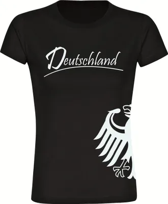 Produktbild von multifanshop Damen T-Shirt - Deutschland - Adler seitlich, schwarz, Größe S