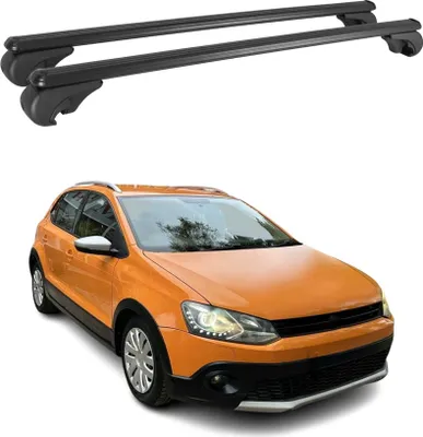 Image de Barres de toit Transversales pour VW Polo 2009-2017 Aluminium Noir