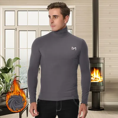 Produktbild von Herren Thermounterwäsche Oberteile, Thermoshirt Langarm Kompressionsshirt Funktionsshirt Atmungsaktiv Thermounterhemd Männer Sportshirt -GRAU-XXL
