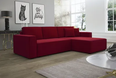 Produktbild von Ecksofa Schlafsofa Sofa CONOR PREMIUM Stoff Kronos Bordeauxrot Ottomane Rechts
