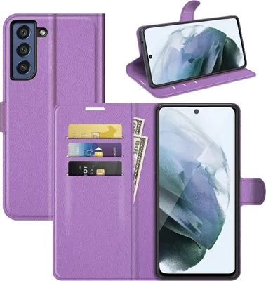 Zdjęcie produktu dla Etui na telefon komórkowy König Design kompatybilne z Samsung Galaxy S21 FE ze sztucznej skóry - Fioletowe etui na telefon komórkowy