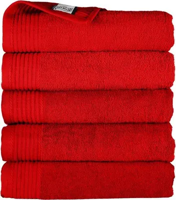 Zdjęcie produktu dla Zestaw 5 ręczników Unyqoos® The One, 50 x 100 cm, 450 g/m², 100% bawełna – miękkie i chłonne, jakość hotelowa, kolor czerwony