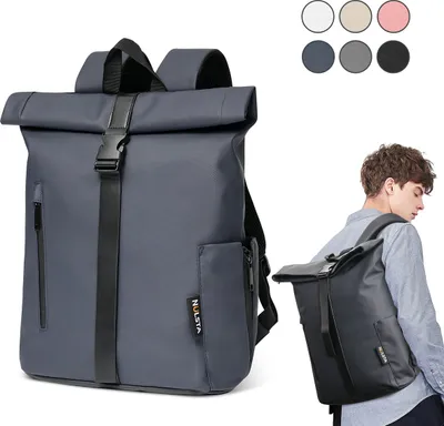 Produktbild von 7MAGIC RollTop Rucksack 20L-25L, Laptoptasche 15,6 Zoll Groß Kapazität Daypack, Schulrucksack Backpack Fahrradrucksack Freizeitrucksack für Uni Schule Reisen Job, Blau