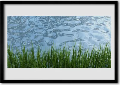 Produktbild von Bild 100x70 MDF-Rahmen Wandkunst Wasser Gras Natur