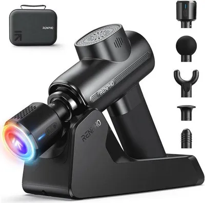 Productafbeelding van Famanu massagepistool voor diepe spierweefselmassage, met warmte- en koudefunctie - zwart