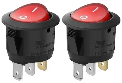 Zdjęcie produktu dla Przełącznik kołyskowy podświetlany czerwony on off 10A 250V zestaw 2 szt.