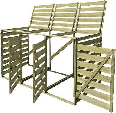Produktbild von Outdoor Mülltonnenbox Mülltonnenverkleidung Mülltonnenschrank aus Impr?gniertes Holz für 3 Tonnen 240 L Müllcontainer