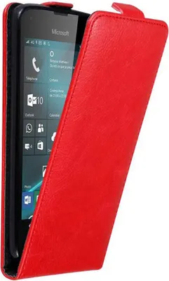Produktbild von Cadorabo Hülle für Nokia Lumia 550 Schutz Hülle in Rot Flip Etui Handyhülle Case Cover
