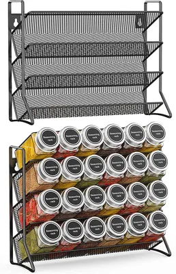 Produktbild von Metall-Gewürzregal, freistehend, für Küchenschränke und Arbeitsplatten, schwarz