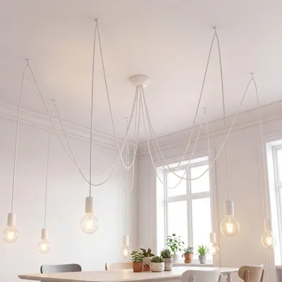 Produktbild von XXL Pendelleuchte verstellbar Weiß 7x E27 flexibel Wohnzimmer Jugendzimmer Hängelampe