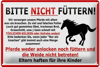 Produktbild von Blechschild Warnschild 30x20cm (Pferd) Bitte nicht füttern