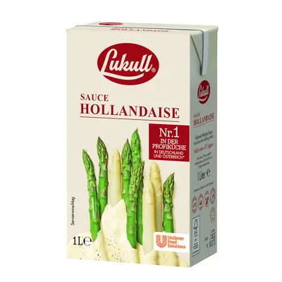 Produktbild von Lukull Sauce Hollandaise 1 Liter gebrauchsfertig Sauce für Spargel, Gemüse, Fleisch 0,97 kg