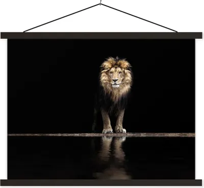 Produktbild von MuchoWow® Textilposter Löwe - Wasser - Porträt 150x113 cm mit schwarzem Rahmen - Wohnzimmer