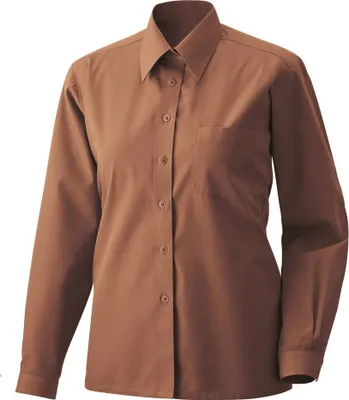 Produktbild von Damen-Bluse, langarm, Kentkragen, tailliert, toffee, Größe 46 : 46 : 60% Baumwolle 40% Polyester 120 g/m² : toffee