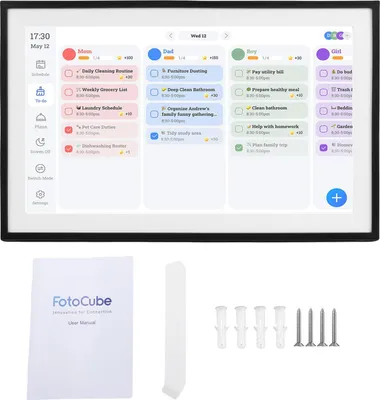 Zdjęcie produktu dla Inteligentny kalendarz cyfrowy, 15,6-calowy ekran dotykowy HD, ramka na zdjęcia WiFi, planer rodzinny z aplikacją na Androida 9.0, czarny