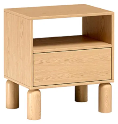 Obrázek produktu pro Noční stolek KINSARVIK - Dubové dřevo - Vysoké nohy - Jedna zásuvka - 55 x 61 x 41 cm