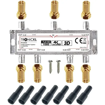 Immagine prodotto di splitter satellitare a 6 vie + protezione dalle intemperie + splitter con connettore F DVBT DVBT2 DVBC
