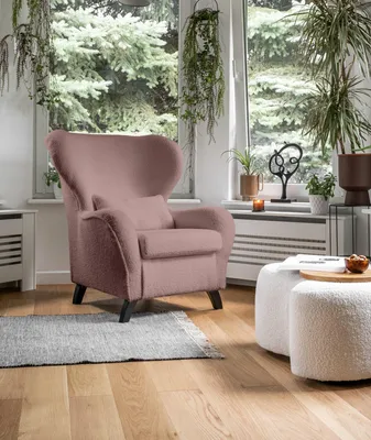 Image de MIUFORM Miuf Bouclé - Fauteuil - 92x92cm - Rose poussière - Fauteuil lounge Fauteuil tapissé
