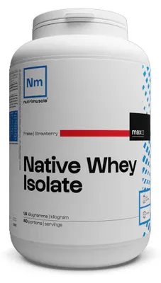 Obrázok produktu pre Srvátkový izolát – Nutrimuscle – Srvátkový izolát s nízkym obsahom laktózy (1,5 kg) – Príchuť jahoda