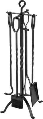 Produktbild von Kaminzubehör, 5-teiliges Set, schwarz, 35x35x81 cm, mit Schaufel und Pincette