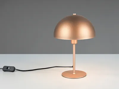 Produktbild von Kleine LED Tischleuchte Wohnzimmer Pilzlampe dimmbar 30cm braun mit Lampenschirm