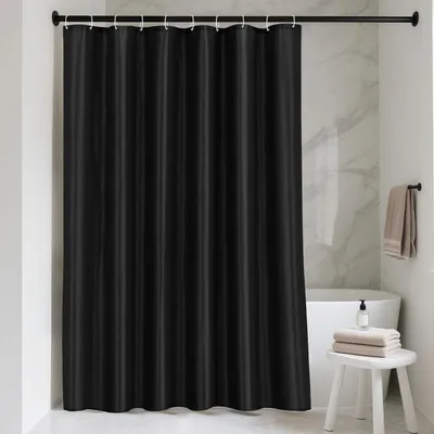 Productafbeelding van Douchegordijn van polyester, 150 x 200 cm, schimmelwerend, waterdicht en wasbaar, met 10 haken, zwart.