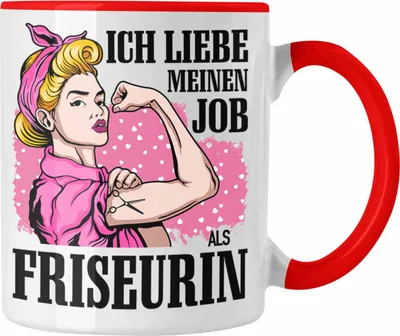 Produktbild von Trendation - Friseurin Tassen Geschenk Zubehör Geschenkideen Friseursaloneröffnung Frisörin Tasse Kaffeetasse Spruch Friseur (Rot)
