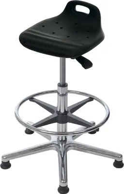 Produktbild von Stehhilfe Jacksonville | Sitzhöhe 53-78cm | Ø 61cm | Tragfähigkeit 110kg | Polyurethane-Sitz | Aluminium-Fußkreuz mit Fußring & Gleiter | mit Tragegriff  | Schwarz