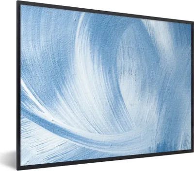 Produktbild von MuchoWow® Gerahmtes Poster Blau - Acrylfarbe - Gestaltung 80x60 cm - Poster mit Schwarzem Bilderrahmen Wandposter Rahmen Foto Bilder - Schwarzem - Mit Gestell