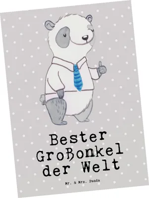 Produktbild von Mr. & Mrs. Panda Postkarte Panda Bester Großonkel der Welt - Grau Pastell - Geschenk, Ansichtskarte, Fotokarte, Onkel, Geschenkidee, Grußkarte, Postkarten, bildkarte