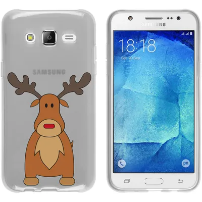 Produktbild von PhoneNatic Case kompatibel mit Samsung Galaxy J5 (2015 - J500) Silikon-Hülle X Mas Weihnachten Rentier M3